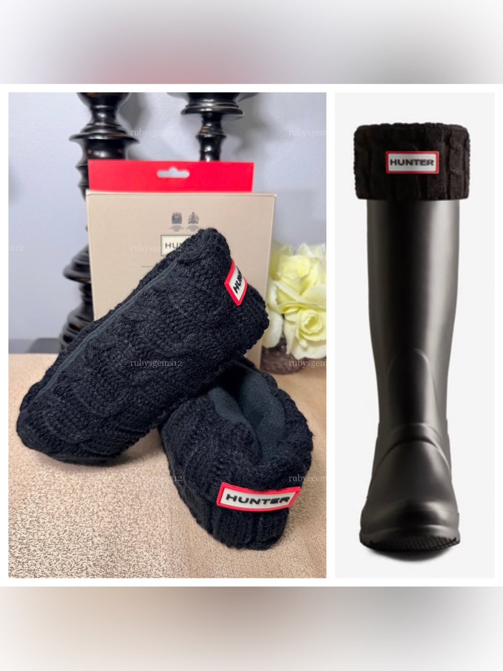 NWT Hunter Cable Knit Cuff Tall Boot Socks